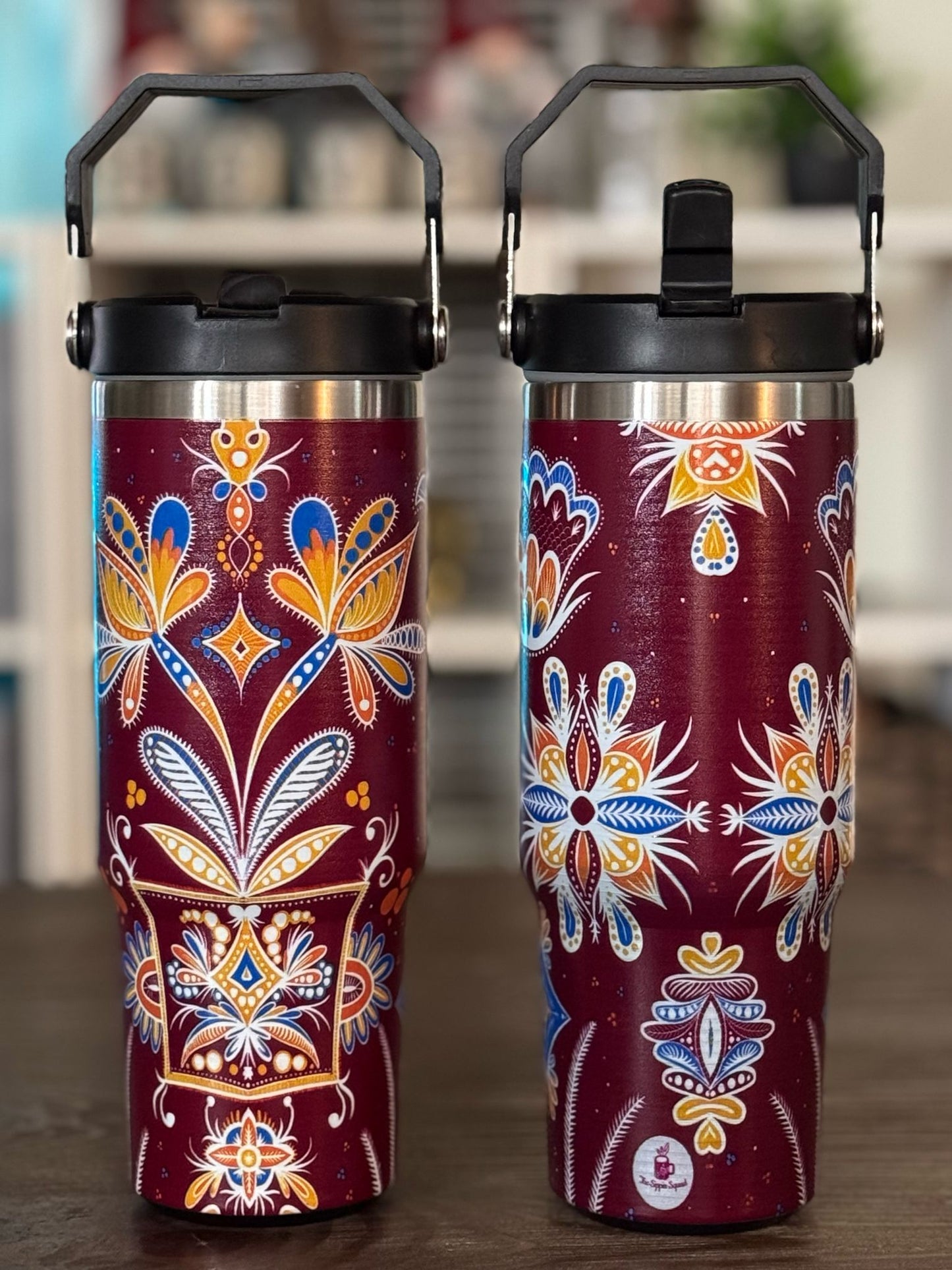 Batik-Style 30oz Tumbler With Handle Lid