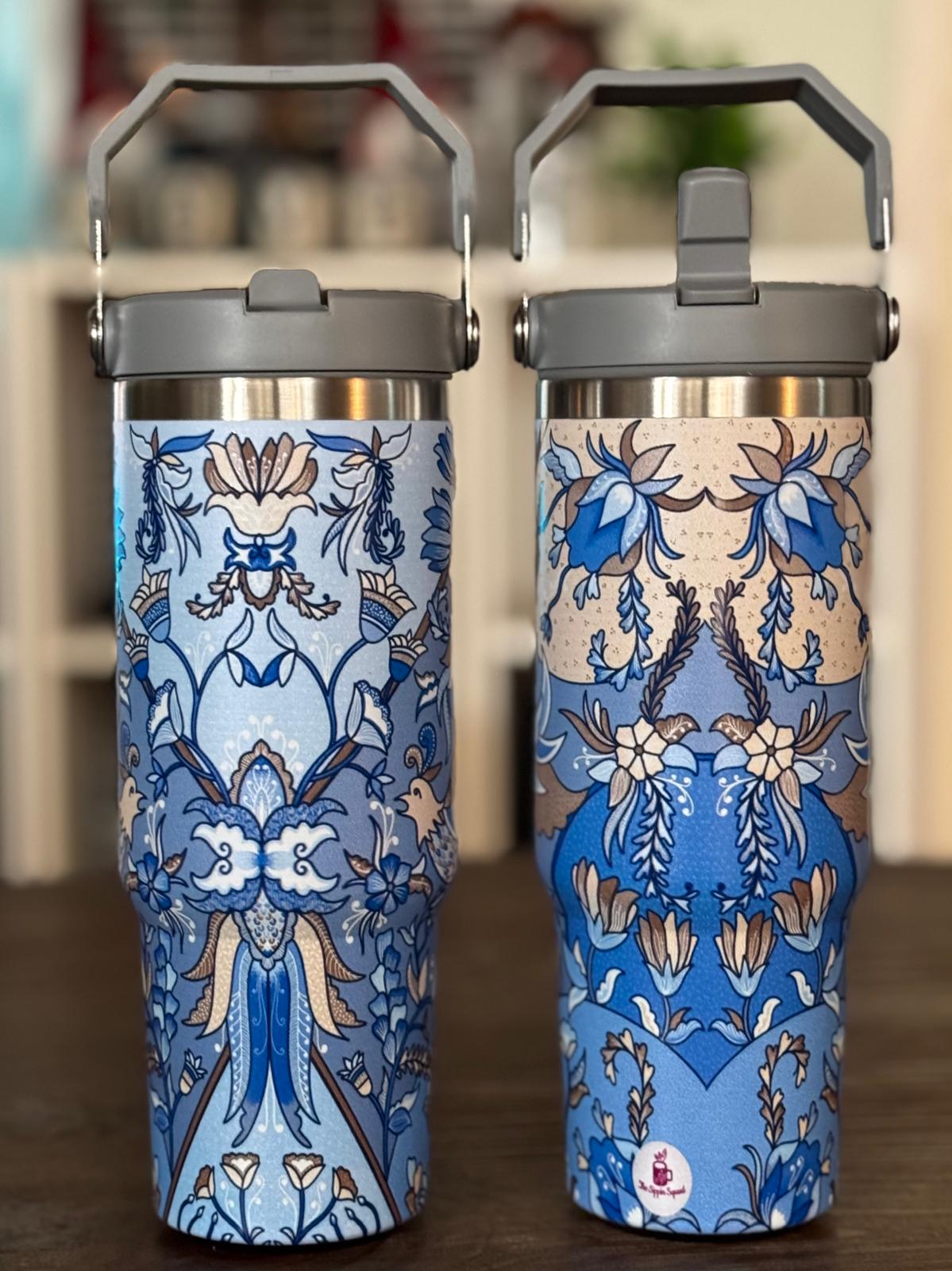 Batik-Style 30oz Tumbler With Handle Lid