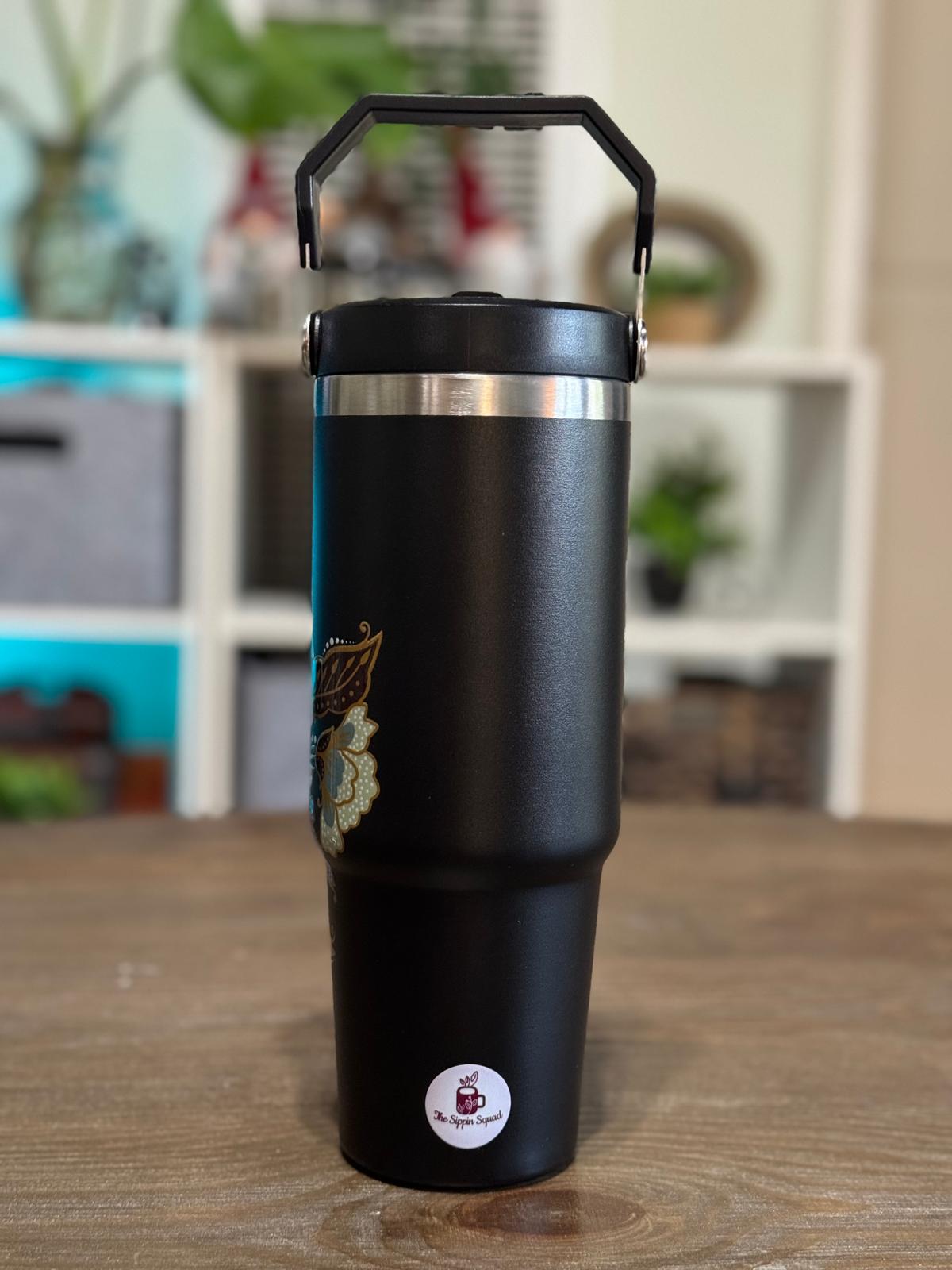 Batik-Style 30oz Tumbler With Handle Lid