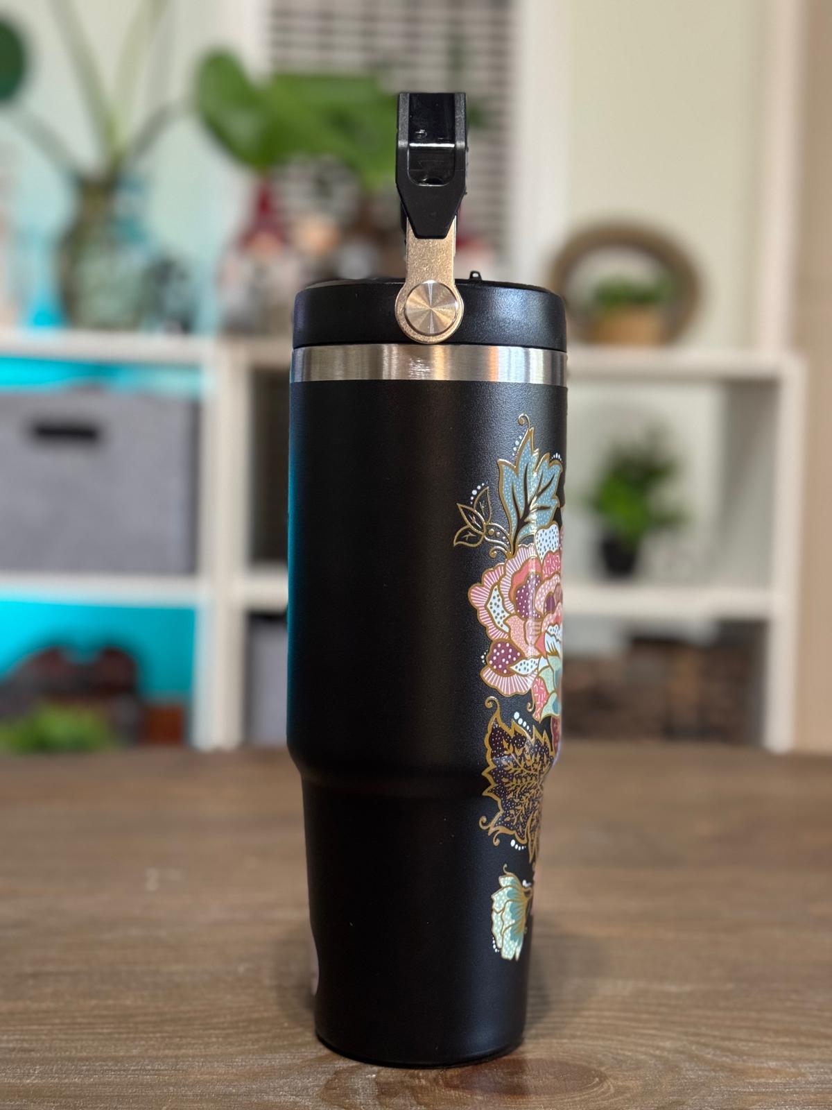 Batik-Style 30oz Tumbler With Handle Lid
