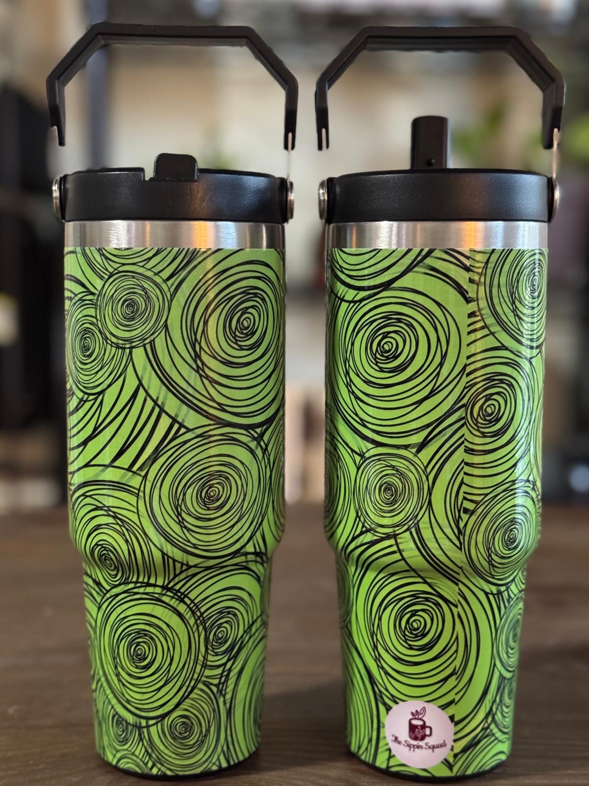 Batik-Style 30oz Tumbler With Handle Lid