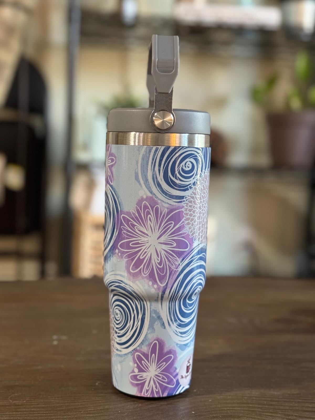 Batik-Style 30oz Tumbler With Handle Lid