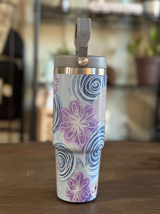 Batik-Style 30oz Tumbler With Handle Lid