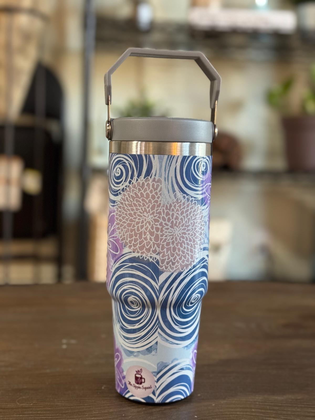 Batik-Style 30oz Tumbler With Handle Lid