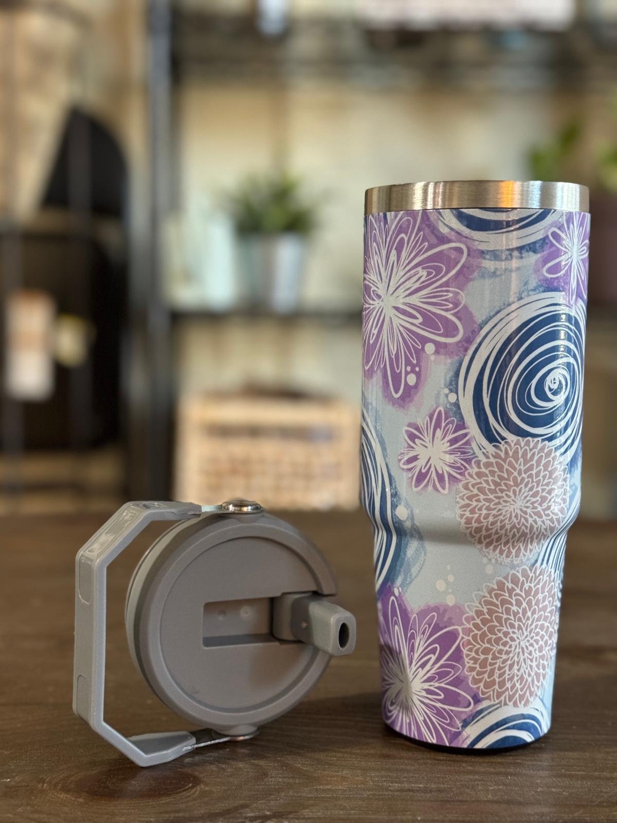 Batik-Style 30oz Tumbler With Handle Lid