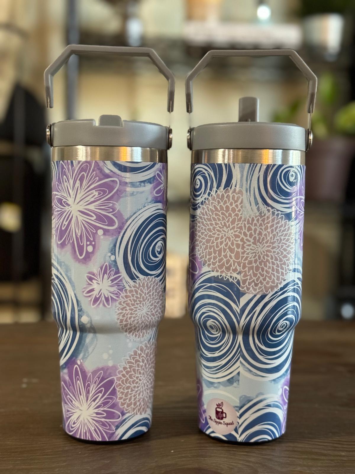 Batik-Style 30oz Tumbler With Handle Lid