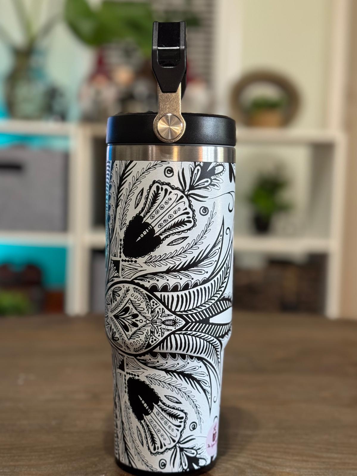 Batik-Style 30oz Tumbler With Handle Lid
