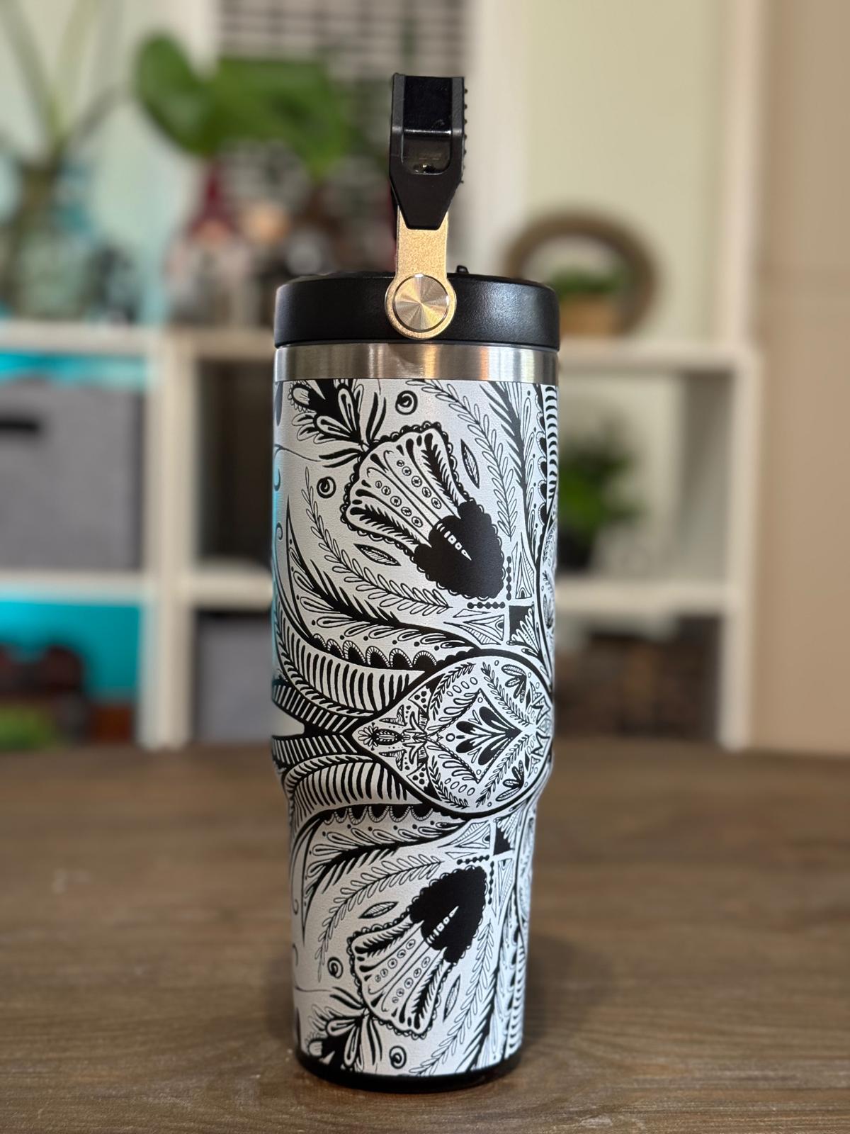 Batik-Style 30oz Tumbler With Handle Lid