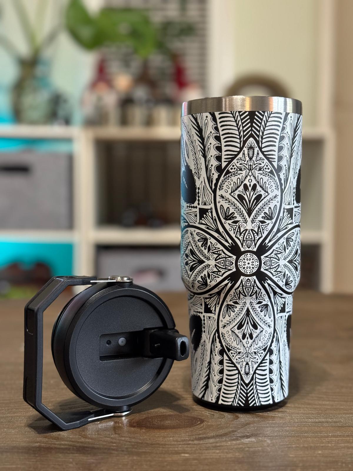 Batik-Style 30oz Tumbler With Handle Lid