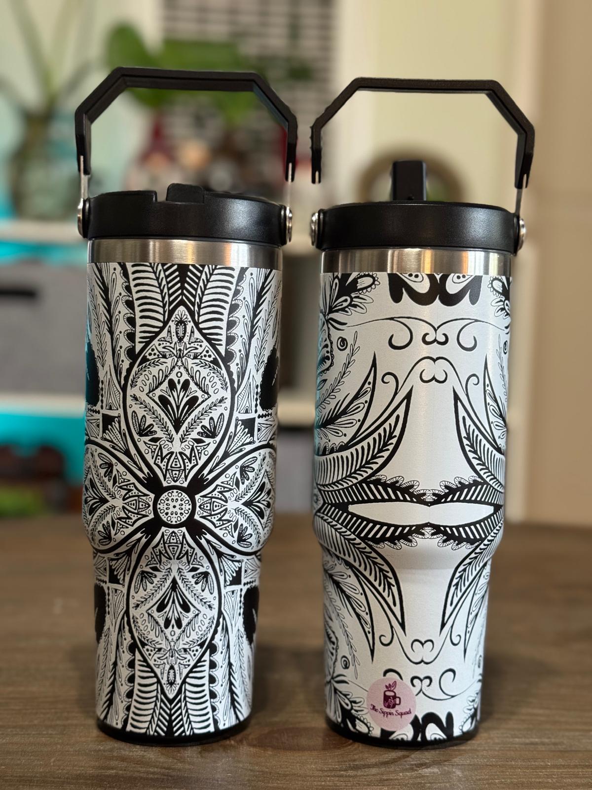 Batik-Style 30oz Tumbler With Handle Lid