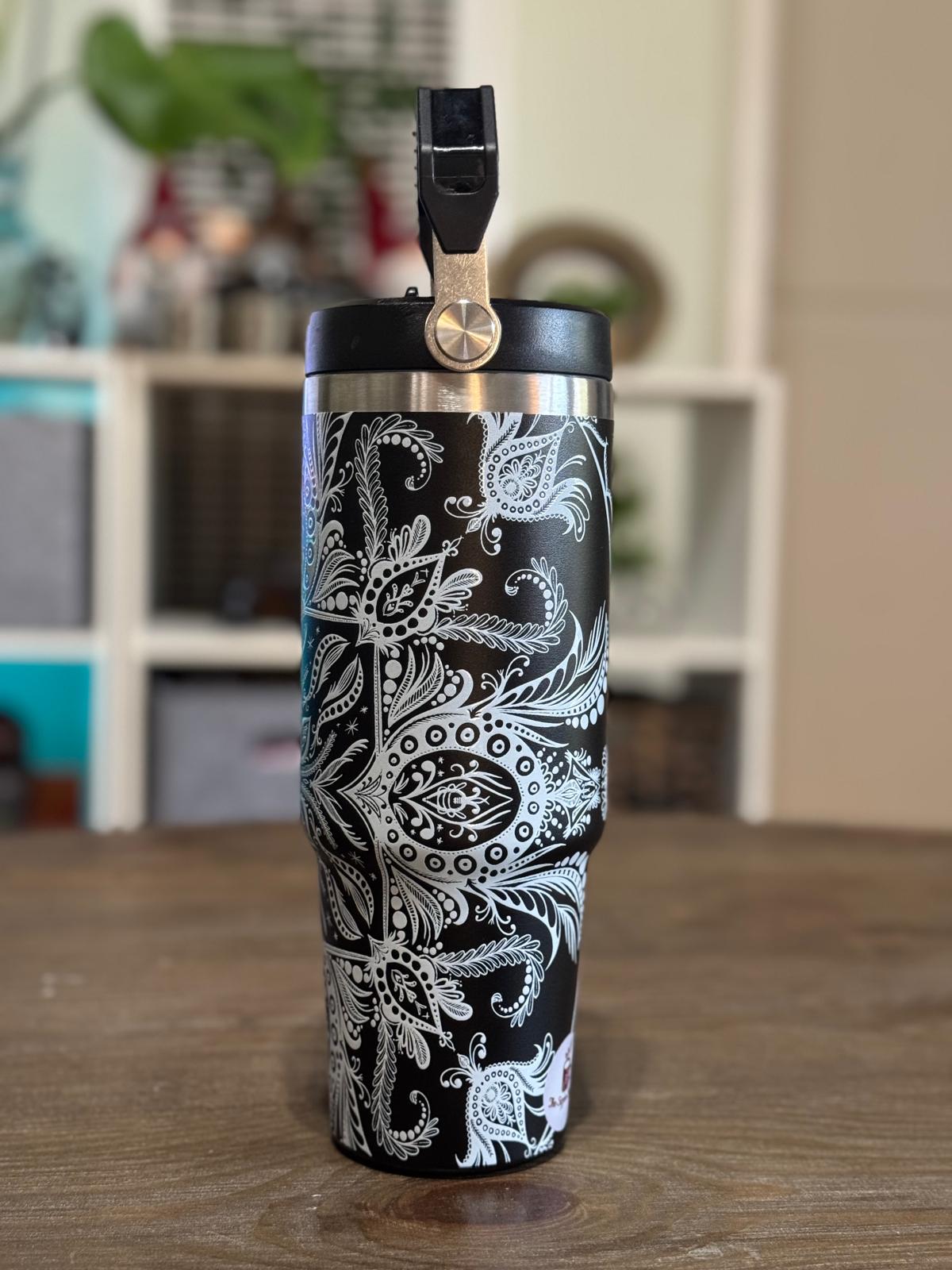 Batik-Style 30oz Tumbler With Handle Lid