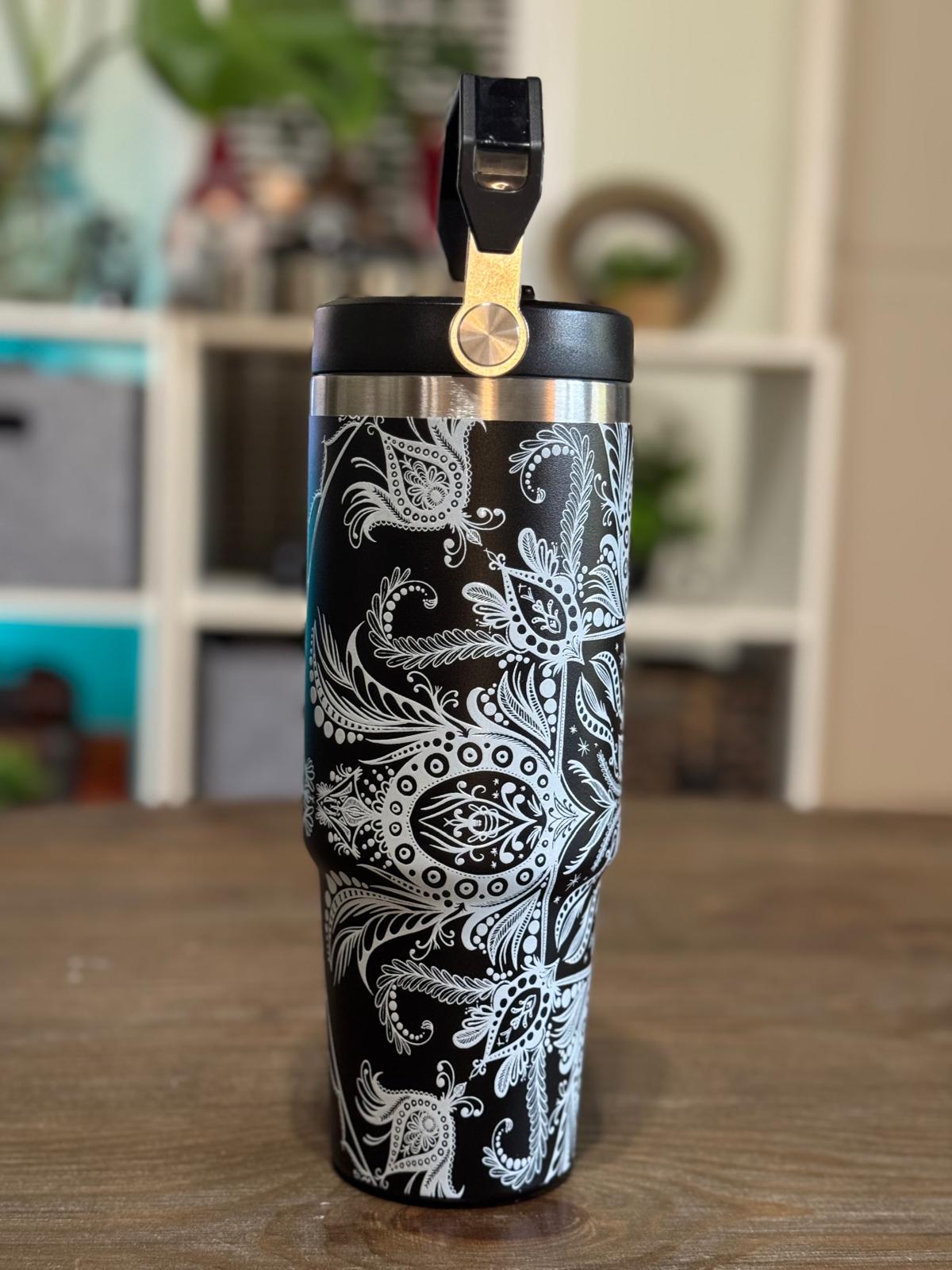 Batik-Style 30oz Tumbler With Handle Lid