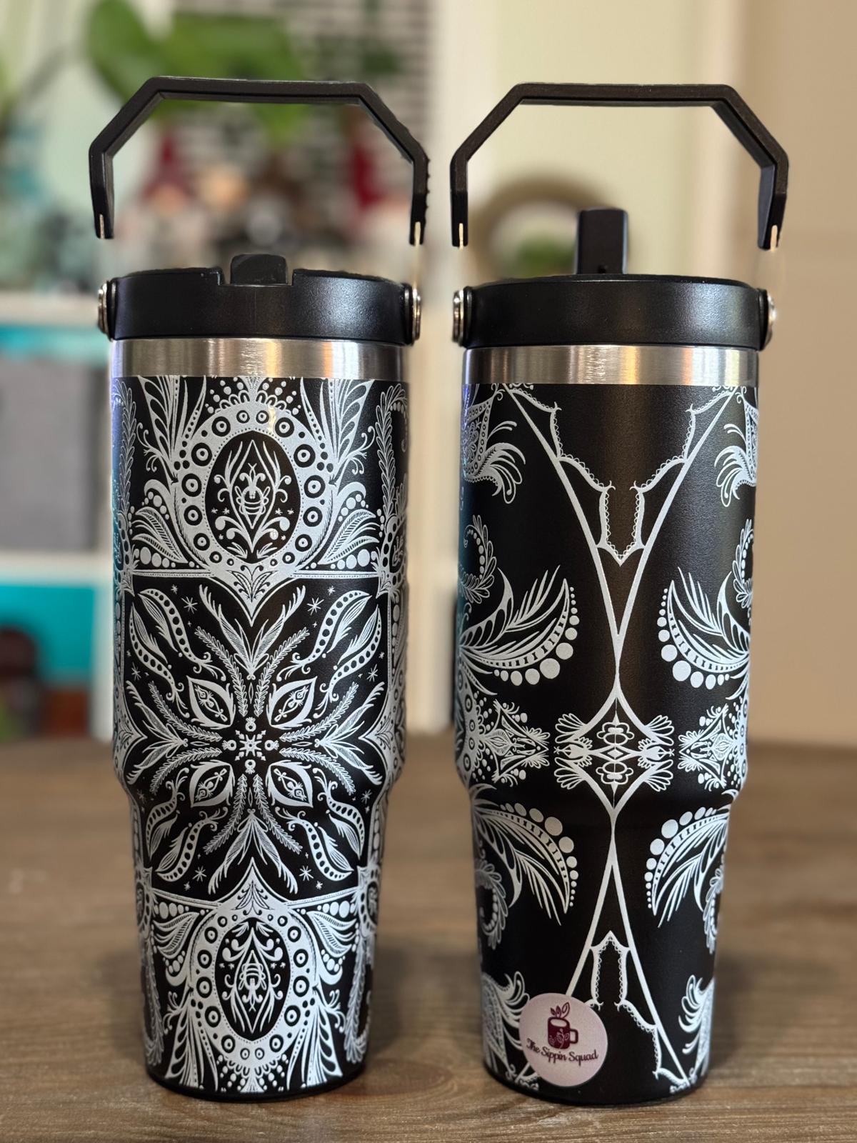 Batik-Style 30oz Tumbler With Handle Lid