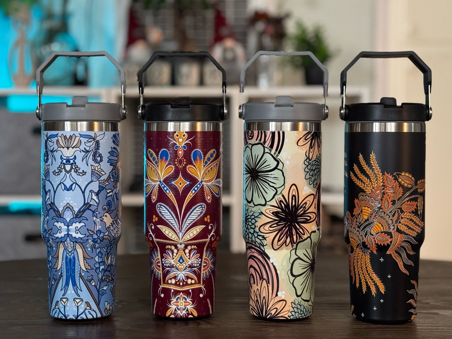 Batik-Style 30oz Tumbler with Handle Lid