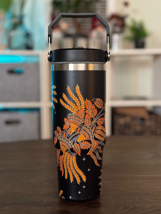 Batik-Style 30oz Tumbler With Handle Lid