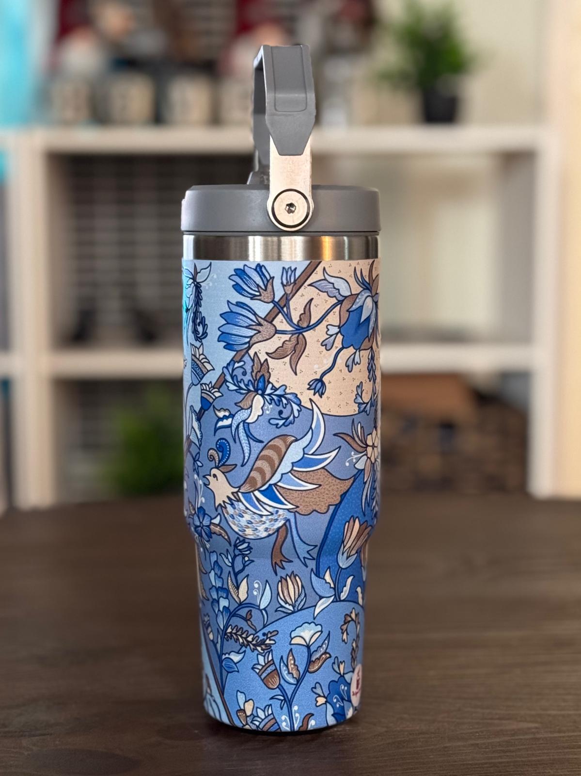 Batik-Style 30oz Tumbler With Handle Lid
