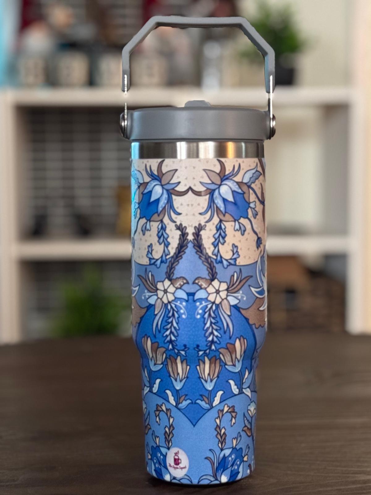 Batik-Style 30oz Tumbler With Handle Lid