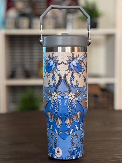 Batik-Style 30oz Tumbler With Handle Lid