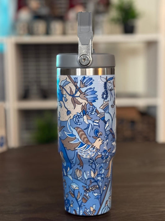 Batik-Style 30oz Tumbler With Handle Lid