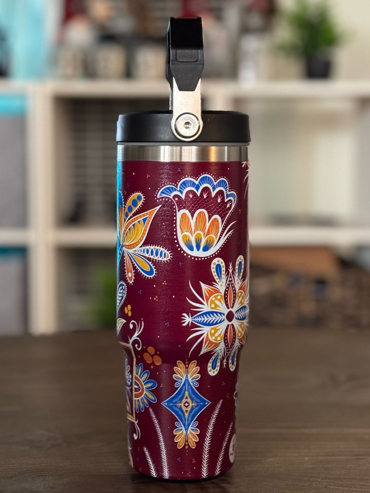 Batik-Style 30oz Tumbler With Handle Lid