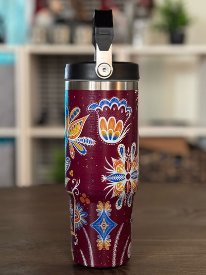 Batik-Style 30oz Tumbler With Handle Lid