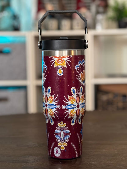 Batik-Style 30oz Tumbler With Handle Lid