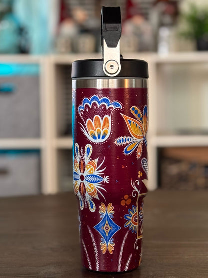 Batik-Style 30oz Tumbler With Handle Lid