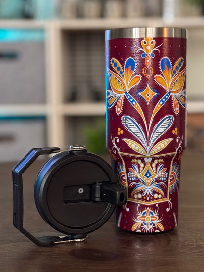 Batik-Style 30oz Tumbler With Handle Lid