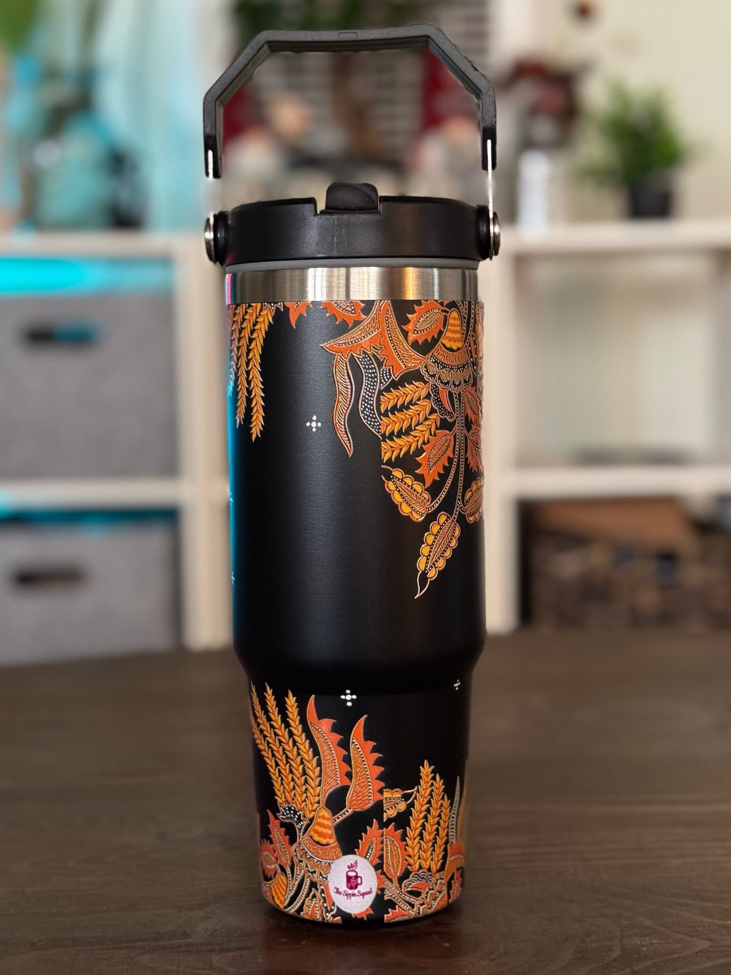 Batik-Style 30oz Tumbler With Handle Lid