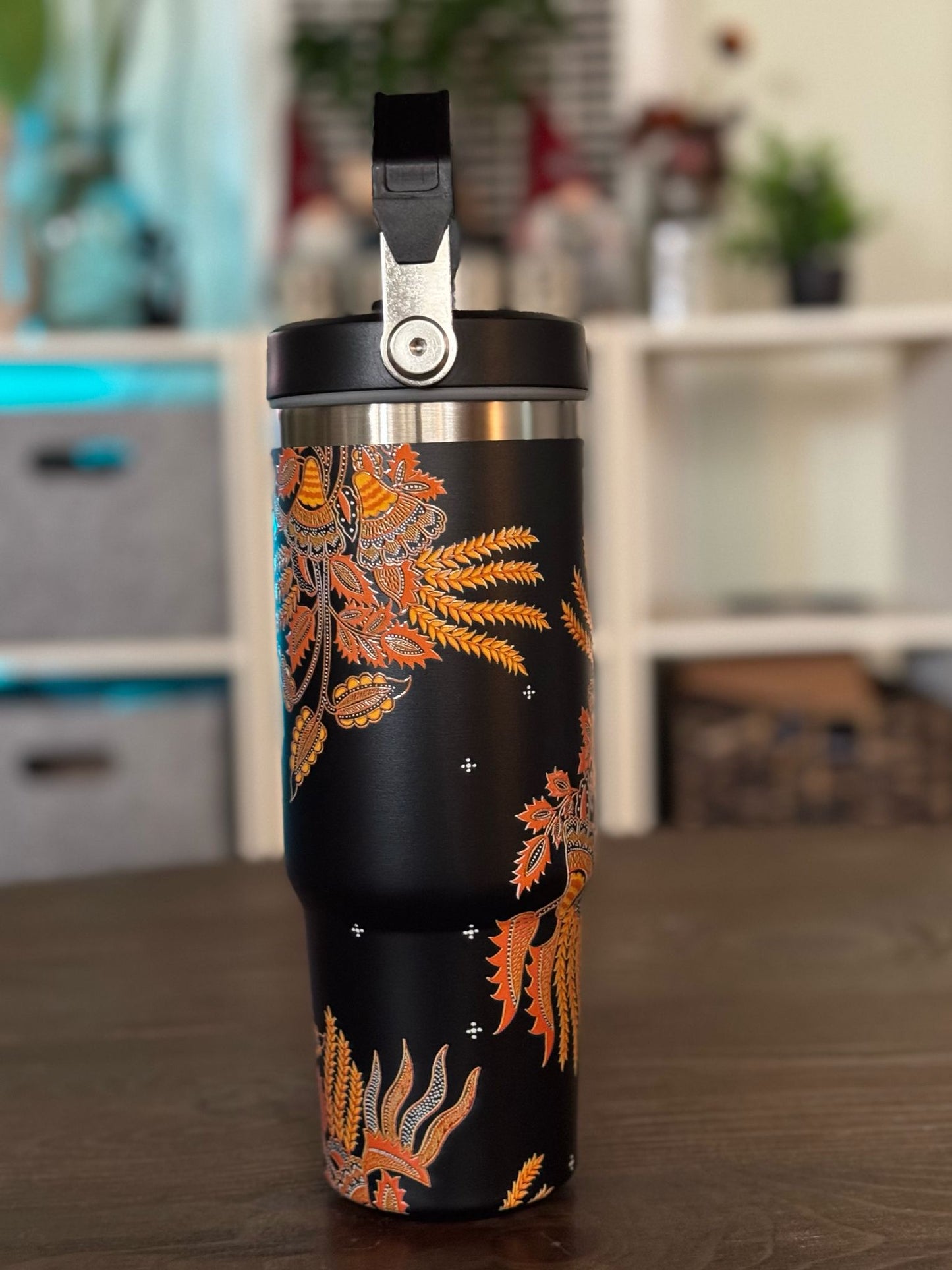 Batik-Style 30oz Tumbler With Handle Lid