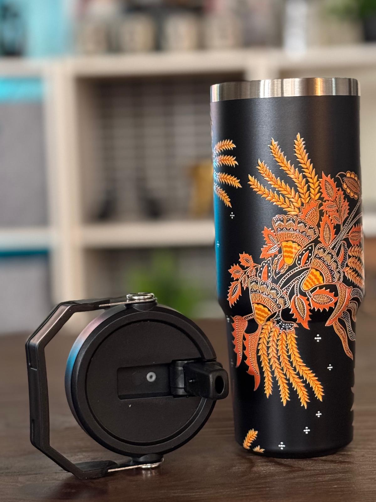 Batik-Style 30oz Tumbler With Handle Lid