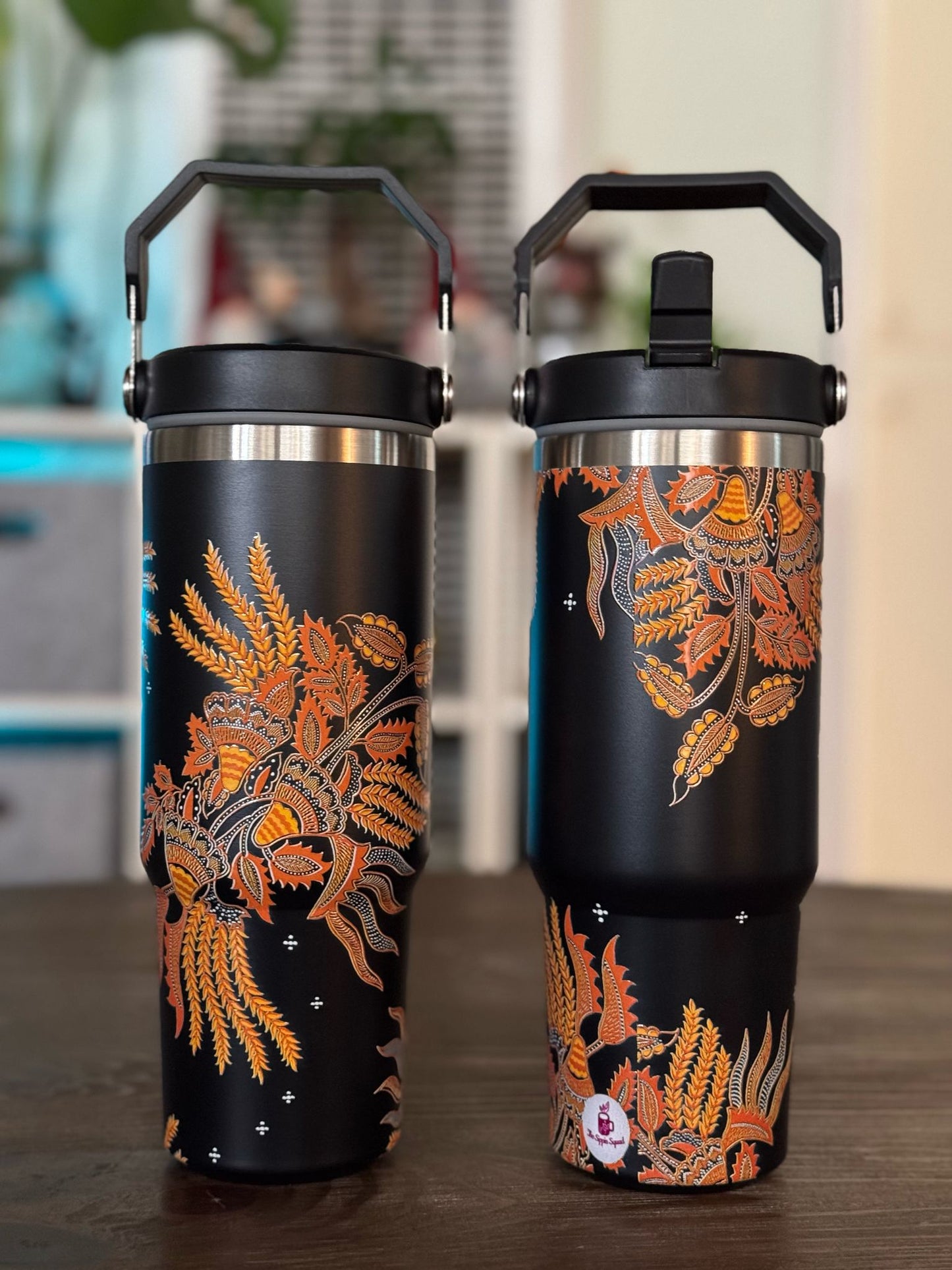 Batik-Style 30oz Tumbler With Handle Lid