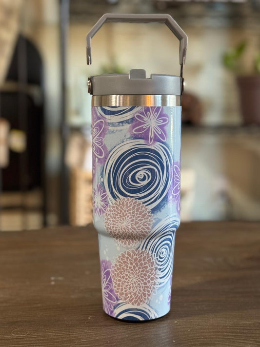 Batik-Style 30oz Tumbler With Handle Lid
