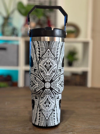 Batik-Style 30oz Tumbler With Handle Lid