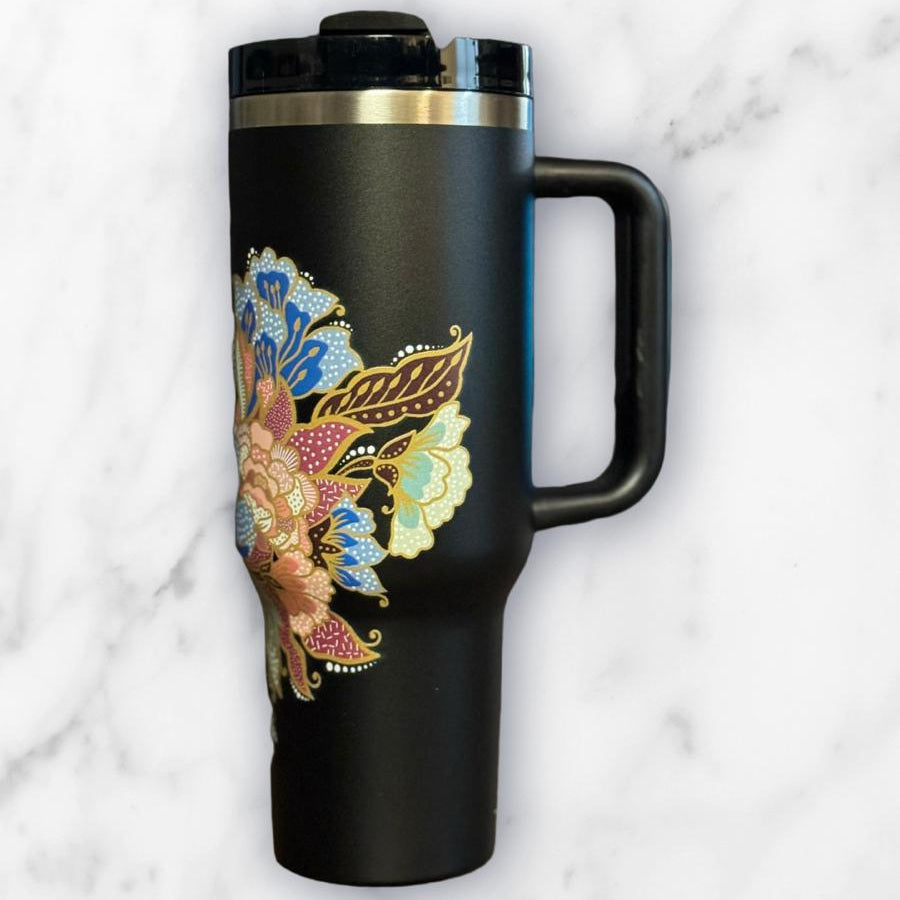 Batik-Style 40oz Stainless Steel Travel Tumbler
