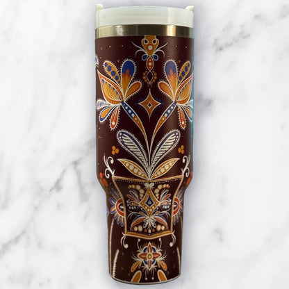 Batik-Style 40oz Stainless Steel Travel Tumbler