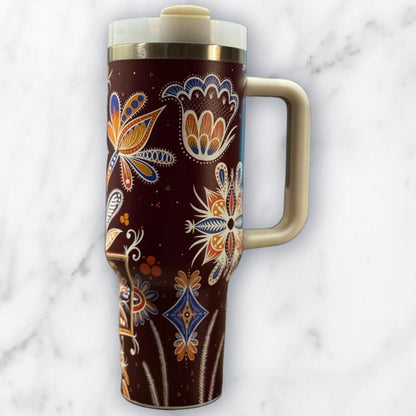 Batik-Style 40oz Stainless Steel Travel Tumbler