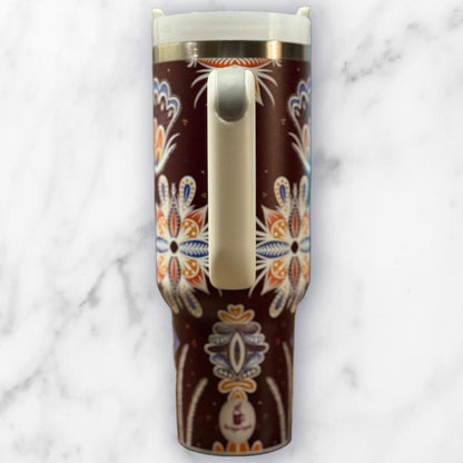Batik-Style 40oz Stainless Steel Travel Tumbler