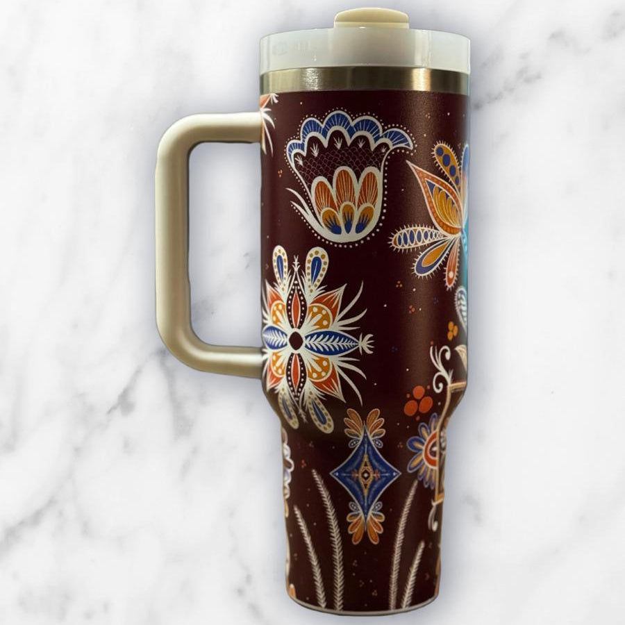 Batik-Style 40oz Stainless Steel Travel Tumbler