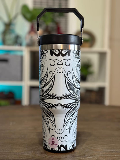 Batik-Style 30oz Tumbler With Handle Lid