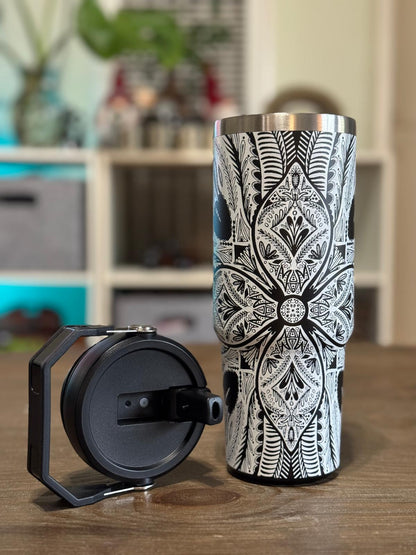 Batik-Style 30oz Tumbler With Handle Lid