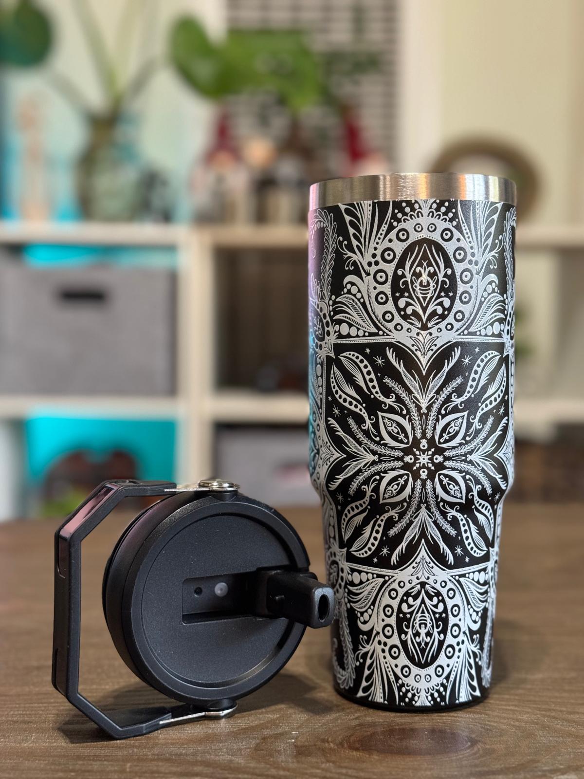 Batik-Style 30oz Tumbler With Handle Lid