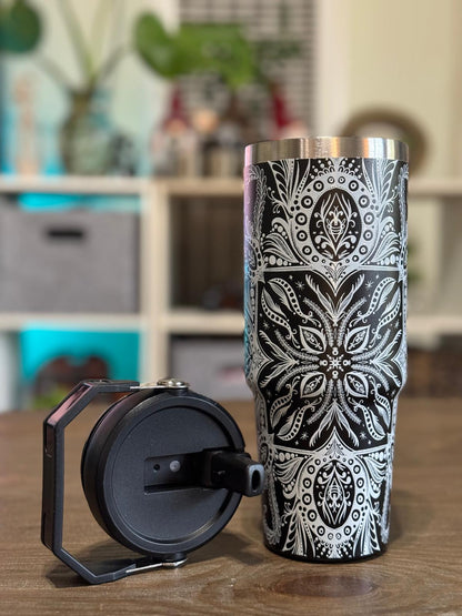 Batik-Style 30oz Tumbler With Handle Lid