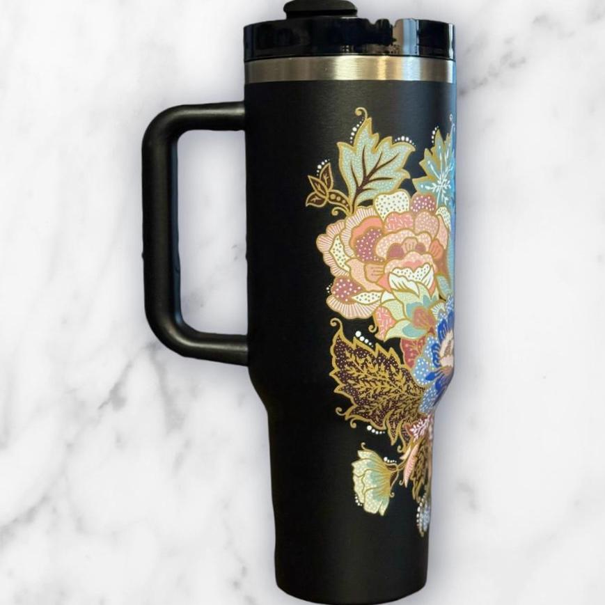 Batik-Style 40oz Stainless Steel Travel Tumbler